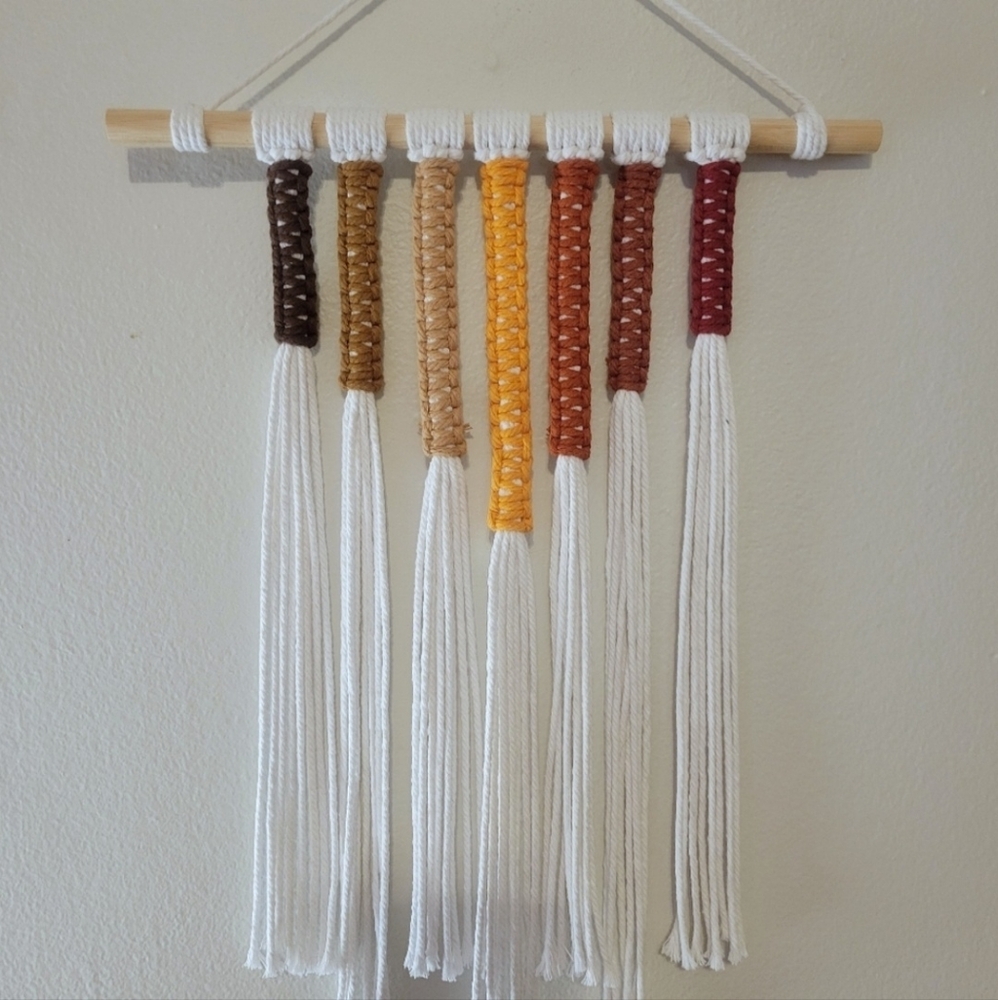 handmade autumn ombre geometric boho small macrame wall art hanging wreath